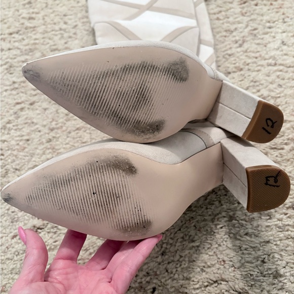 Nannette Beige and White Heeled Boots - Picture 4 of 6